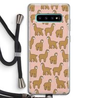 Alpacas: Samsung Galaxy S10 Plus Transparant Hoesje met koord