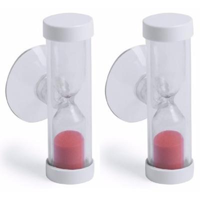 Zandloper - 2x stuks - badkamer/poets timer - zuignap - 2 minuten - rood