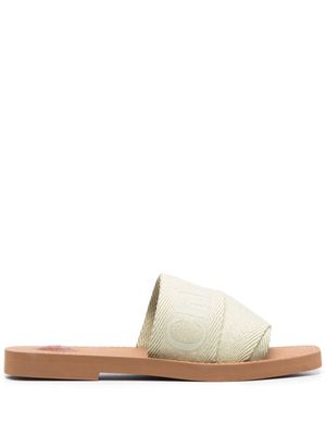 Chloé sandales à logo imprimé - 34H HAZY GREEN