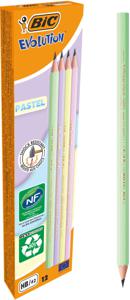 Bic grafietpotlood Evolution Pastel HB, doos van 12 stuks, assorti