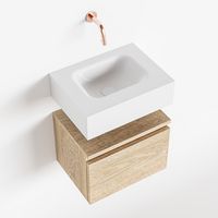 Toiletmeubel Mondiaz Andor | 40 cm | Meubelkleur Washed oak | Lex vrijhangend wastafel Talc Midden | Zonder kraangat