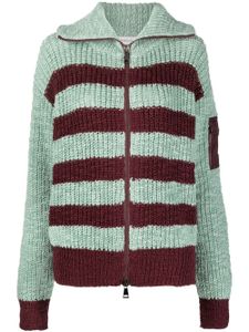 Moncler cardigan rayé en maille épaisse - Rouge