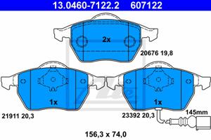 Remmenset, remschijf ATE, Remschijftype: Geventileerd: , Inbouwplaats: Vooras, u.a. für VW, Audi, Seat, Skoda