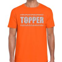 Oranje Topper shirt in zilveren glitter letters heren 2XL  -