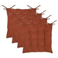 Stof Textile stoelkussen Dandy - 4x - wijnrood - 38 x 38 x 5 cm - touwtjes sluiting - ribcord Stof Textile stoelkussen Dandy - 4x - wijnrood - 38 x 38 x 5 cm - touwtjes sluiting - ribcord
