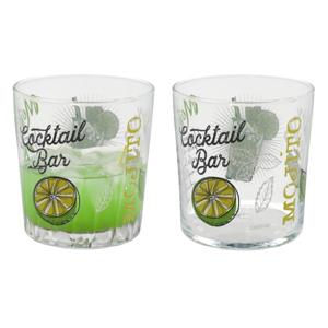 Gerimport Mojito cocktailglazen - 2x - gedecoreerd glas - met teksten - 360 ml