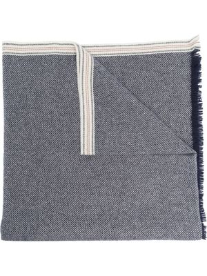 Brunello Cucinelli écharpe en cachemire à franges - Bleu