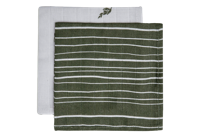 Monddoekje Hydrofiel Stripe & Olive - Leaf Green - GOTS - 2 Stuks - thumbnail