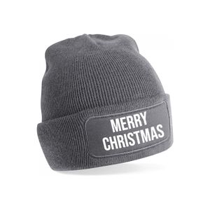 Kerst muts - Merry Christmas - grijs - one size - unisex - Kerstmuts