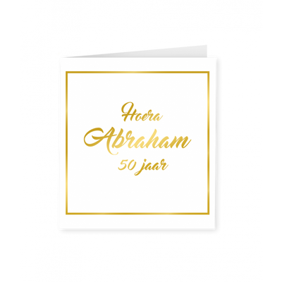 Abraham Verjaardagskaart Goud/Wit