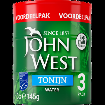 John West Tonijnstukken in Water 3 x 145g bij Jumbo