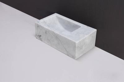 Forzalaqua Venetia XS Fontein Links 29x16x10 cm zonder kraangat Carrara Marmer Gepolijst