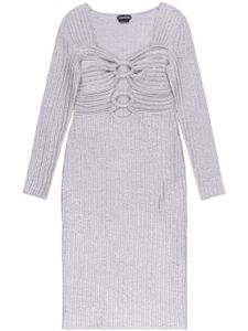 TOM FORD robe nervurée à découpes - Gris