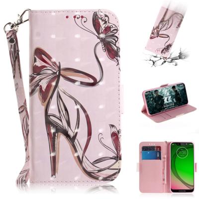 3D-schilderij patroon gekleurde tekening horizontale Flip lederen draagtas met houder & kaartsleuven & portemonnee voor Motorola Moto G7 Play (Butterf
