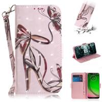 3D-schilderij patroon gekleurde tekening horizontale Flip lederen draagtas met houder & kaartsleuven & portemonnee voor Motorola Moto G7 Play (Butterf