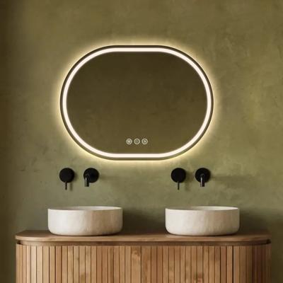 Badkamerspiegel SaniClear Triova | 80x60 cm | Directe en indirecte LED verlichting | Touch button | Met spiegelverwarming