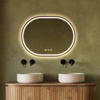 Badkamerspiegel SaniClear Triova | 80x60 cm | Directe en indirecte LED verlichting | Touch button | Met spiegelverwarming