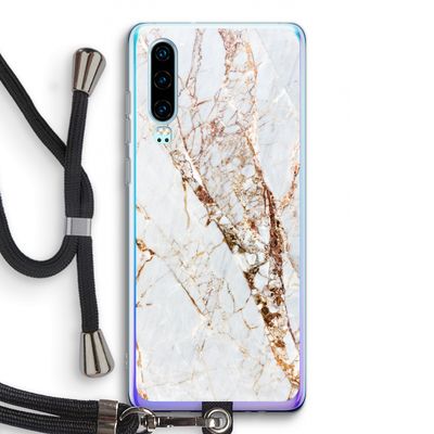 Goud marmer: Huawei P30 Transparant Hoesje met koord