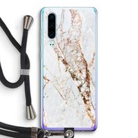Goud marmer: Huawei P30 Transparant Hoesje met koord