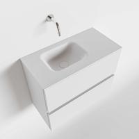 Toiletmeubel Mondiaz Ada | 60 cm | Meubelkleur Talc | Lex wastafel Talc Links | Zonder kraangat