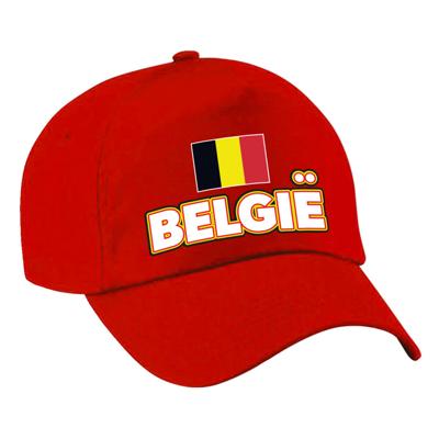 Verkleed feest pet - rood - Belgie - vlag/landen thema - zonneklep pet