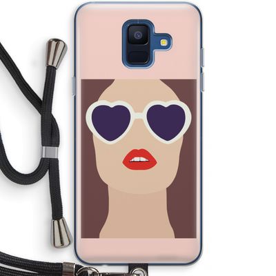 Red lips: Samsung Galaxy A6 (2018) Transparant Hoesje met koord
