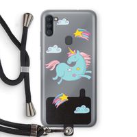Vliegende eenhoorn: Samsung Galaxy A11 Transparant Hoesje met koord