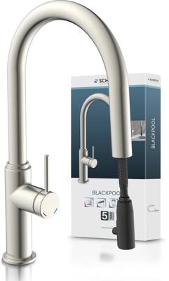 Schutte BLACKPOOL Keukenkraan | RVS look | Met uittrekbare uitloop - 79526
