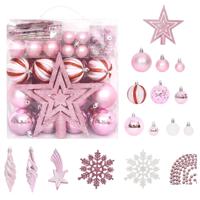 VidaXL 65-delige Kerstballenset roze/rood/wit