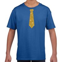 Stropdas goud glitter t-shirt blauw voor kinderen Stropdas goud glitter t-shirt blauw voor kinderen