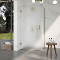 Fortifura Galeria Douchecabine - 90x80x200cm - scharnieren - deurgreep - vlak - gesatineerd veiligheidsglas - Geborsteld messing PVD (Goud) SW1122553/SW1122564/SW797910/SW797925