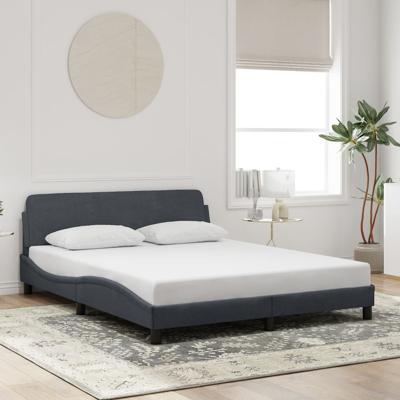 Bedframe zonder matras 160x200 cm fluweel donkergrijs
