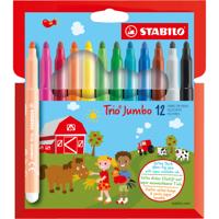 Viltstift stabilo trio jumbo 380/12 xl 12st ass