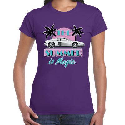 Toppers verkleed T-shirt dames - The summer is Magic - paars - Miami auto - Tropische feestkleding Toppers verkleed T-shirt dames - The summer is Magic - paars - Miami auto - Tropische feestkleding