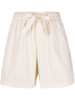 TEKLA striped organic cotton shorts - Tons neutres