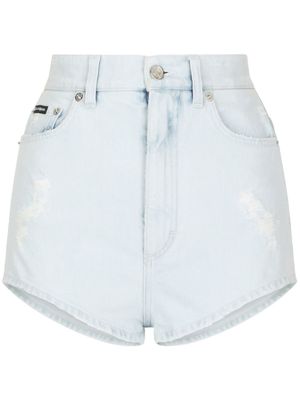 Dolce & Gabbana short en jean à taille haute - Bleu