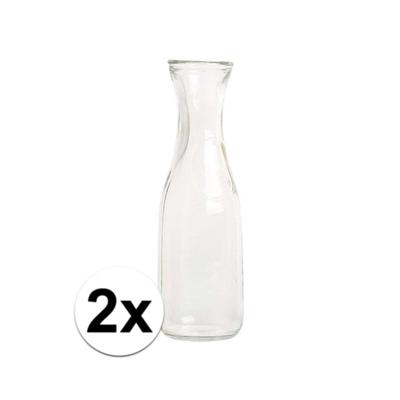 Cosy & Trendy Waterkaraf - 2x - transparant - glas - 1 liter - sapkan - 28 cm