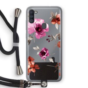 Geschilderde bloemen: Samsung Galaxy A11 Transparant Hoesje met koord