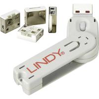 LINDY USB Port Lock + Key USB-A-poortslot Set van 4 stuks Wit Incl. 1 sleutel - thumbnail