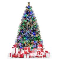 Kunstkerstboom LED Verlichte Dennenboom met Dennenappels Rode Bessen 11 Lichtmodi Kerstboom Kunstboom voor Kerstmis (210 cm)