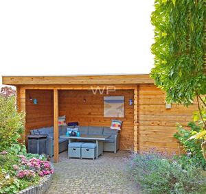 Woodpro Zoetermeer Tuinhuis 550x250 cm 28 mm vuren blank- Plat dak- Onbehandeld vurenhout- Woodpro