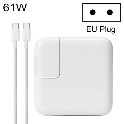 61W Type-C Power Adapter Portable Charger with 1.8m Type-C Charging Cable EU Plug For MacBook Xiaomi Huawei Lenovo ASUS and other Laptops(White)