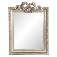 HAES DECO - Rechthoekige Spiegel met Strik - Zilverkleurig - 25x2x34 cm - Hout - Wandspiegel, Spiegel Rechthoek
