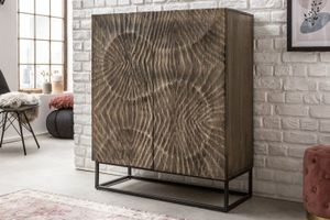 Massief dressoir SCORPION 120cm grijs acacia gedetailleerd 3D-houtsnijwerk - 41571