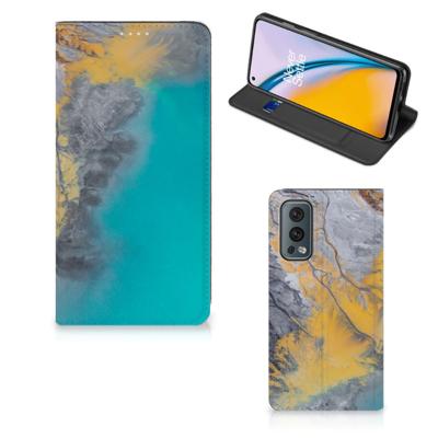 OnePlus Nord 2 5G | Standcase | Marble Blue Gold
