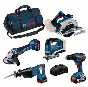 Bosch Blauw Accu Toolkit 18V | GSR 18V-55 + GWS 18V-10 + GKS 18V-57-2 + GSA 18V-LI + GST 18V-125 B + 3x 4,0 Ah + GAL 1880CV + tas L (C) - 0615990N39