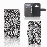 Samsung Galaxy Xcover 3 | Xcover 3 VE Hoesje Black Flowers | Portemonnee hoesje