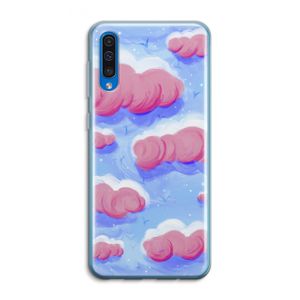 Roze wolken met vogels: Samsung Galaxy A50 Transparant Hoesje