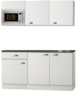 Kitchenette Lagos wit Hoogglans 180cm met magnetron OPTI-0115