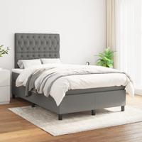 Boxspring met matras stof donkergrijs 120x200 cm